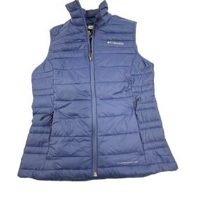 Columbia TurboDown Puffer Vest Blue Womens M Lightweight Insulated